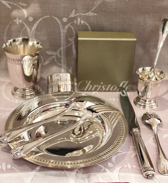 (Français) Exceptionnel ensemble pour bébé-Christofle-9 pièces