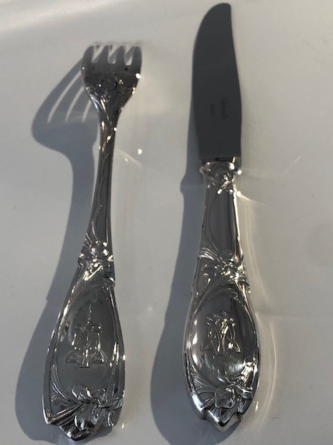 Ménagère, Christofle, art-nouveau, au monogramme du grand restaurant parisien Maxim's