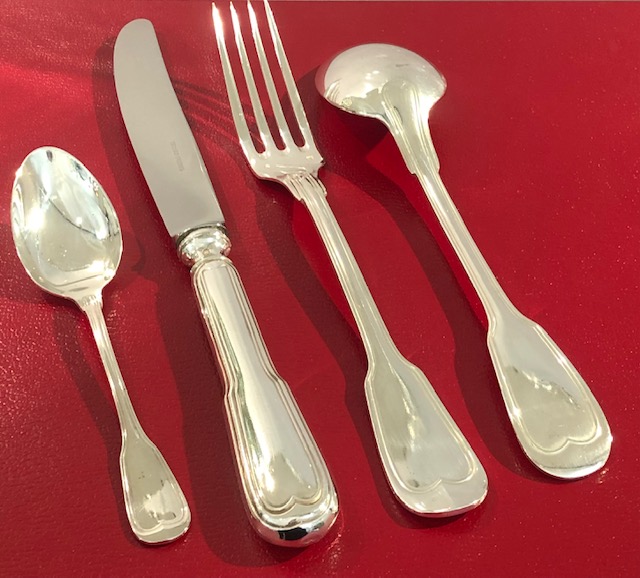 (Français) Ménagère, modèle Filet, en argent massif !